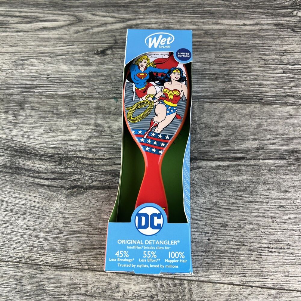 WET BRUSH DC HEROES SUPERGIRL WONDER WOMAN DETANGLING HAIR BRUSH LIMITED EDITION